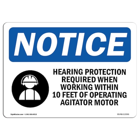 Signmission OSHA Sign, Hearing Protection Required, 18in X 12in, 18" W, 12" H, Landscape, OS-NS-D-1218-L-13396 OS-NS-D-1218-L-13396
